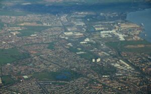 Aerial View of Dagenham, representing the local broadband coverage area