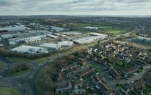 Aerial view of Basildon, representing the local broadband coverage area