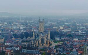 Aerial view of Gloucester, representing the local broadband coverage area