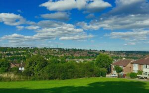 Aerial view of High Wycombe town, representing the local broadband coverage area