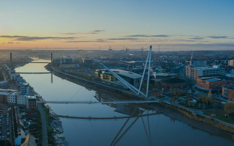 Aerial view of Newport City, South Wales, representing the local broadband coverage area