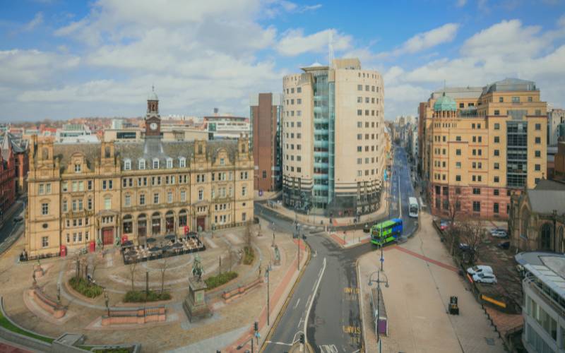 Leeds City Square, representing the local broadband coverage area