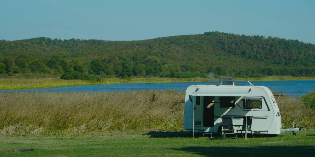 Caravan in UK Countryside - representing How to get Wi-Fi in a caravan